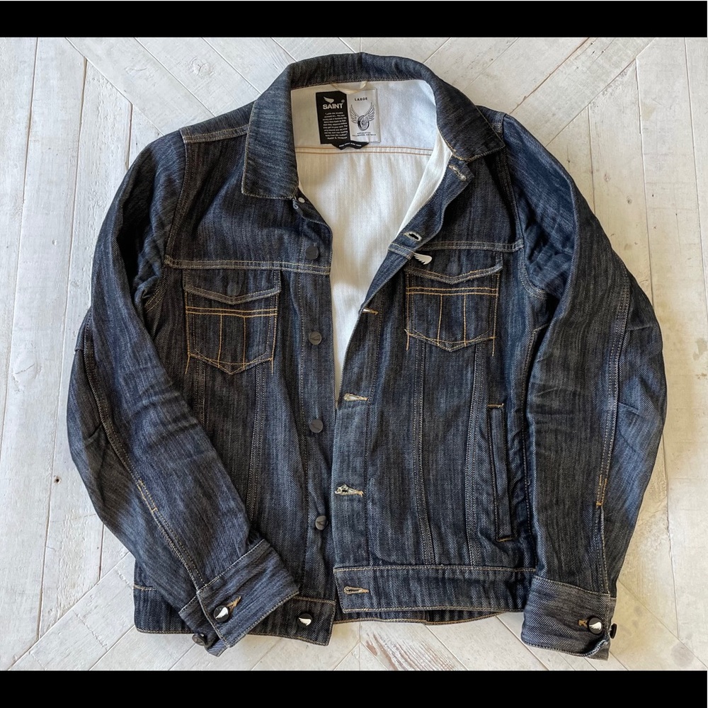 Saint Unbreakable Dyneema Moto denim jacket.